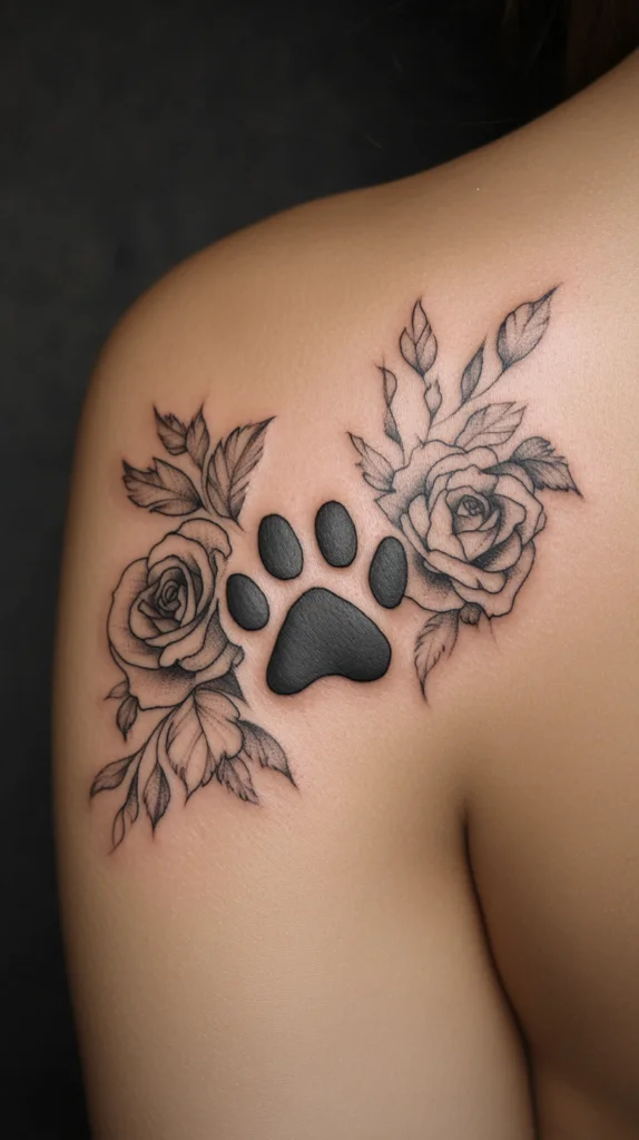 Watercolor Dog with Floral Accents