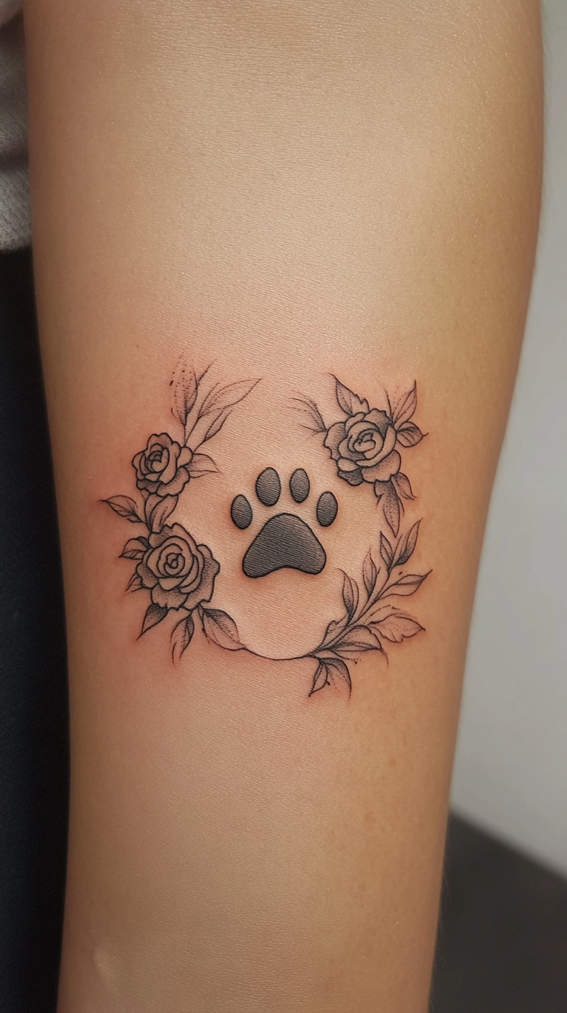 25 Minimalistic Dog Tattoos with Flowers 🌸🐕 - Smart Dog Learning