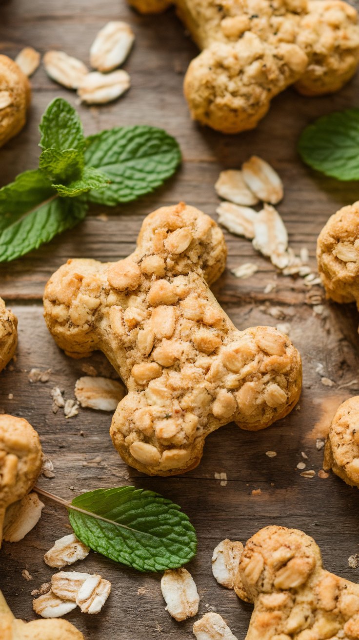 Mint & Oatmeal Crunch Biscuits for Your Pup