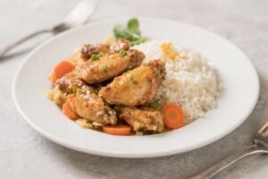 Chicken Pieces With Rice And Carrot Dog Meal - Simple, Nourishing Homemade Food