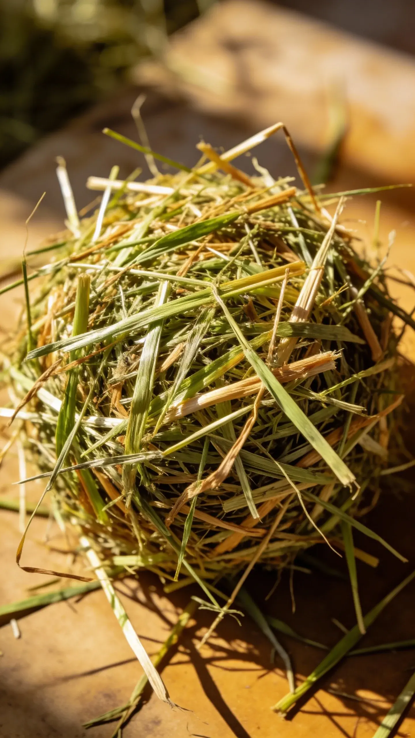 Top view of a single pile of timothy hay