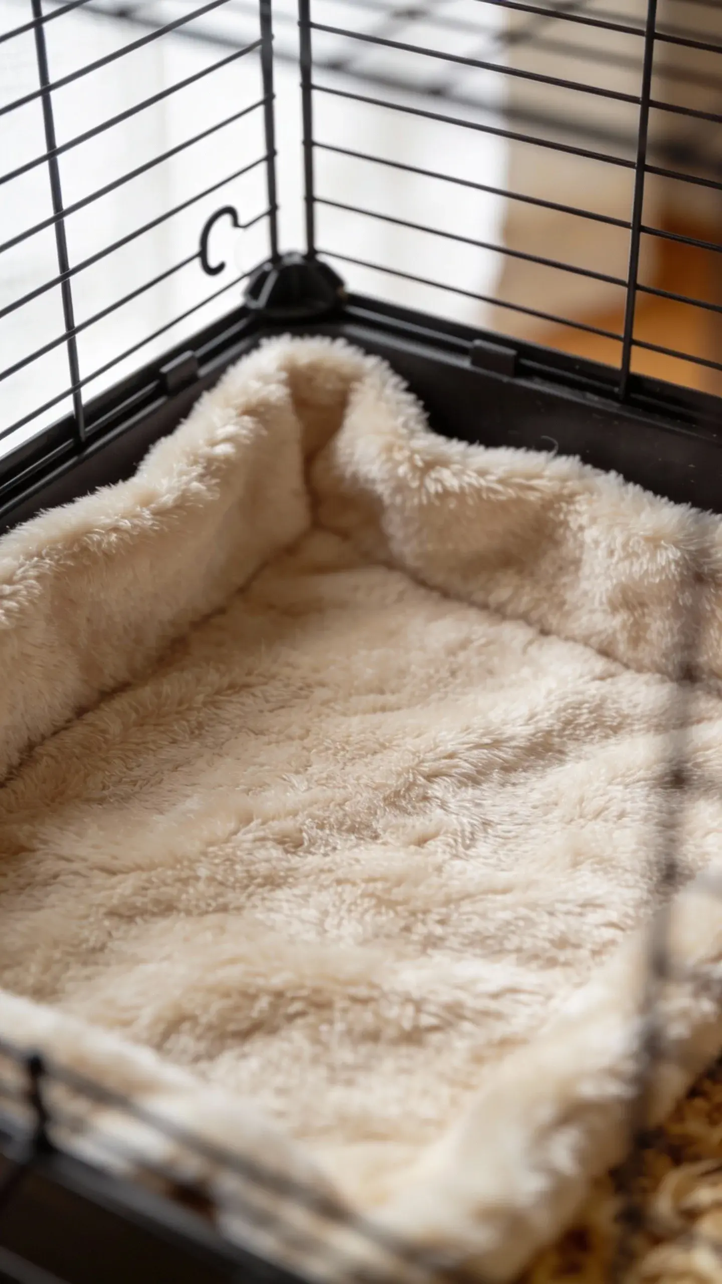 closeup top view fleece liner inside C&C cage