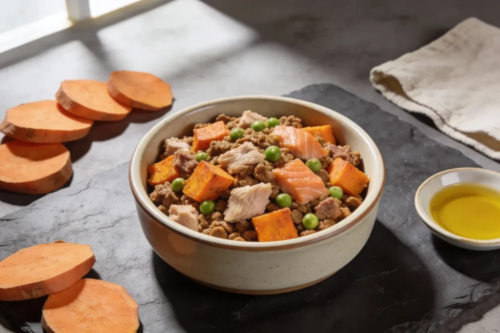Image showcasing Allergy-Friendly Dog Food With Sweet Potato For Sensitive Dogs Made ...