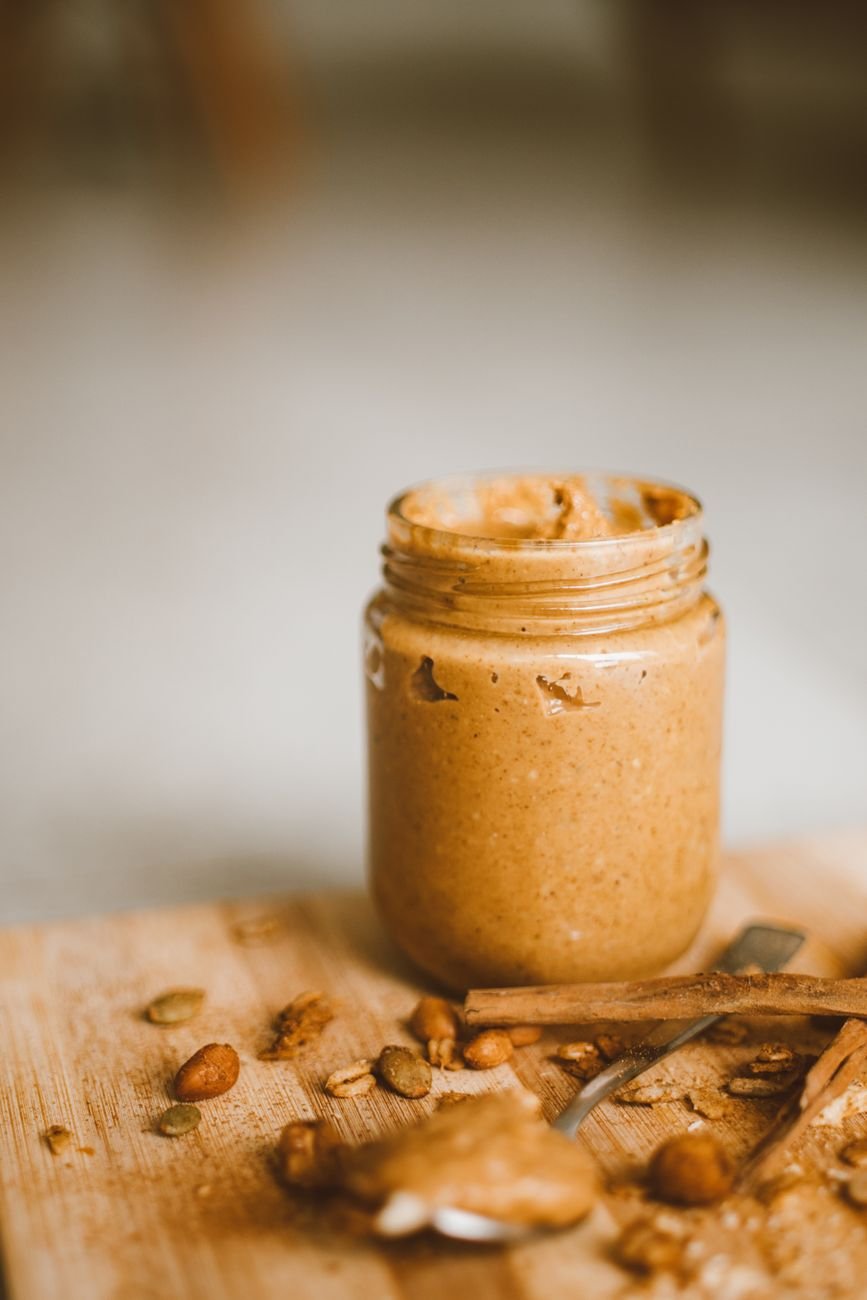 A jar of creamy peanut butter