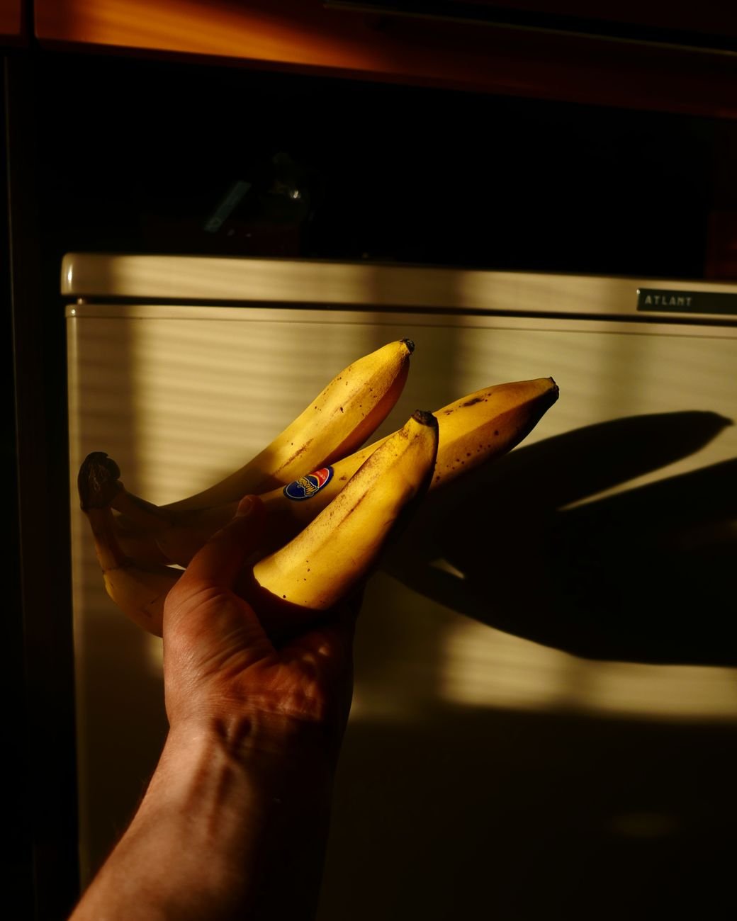 Ripe bananas on a kitchen table