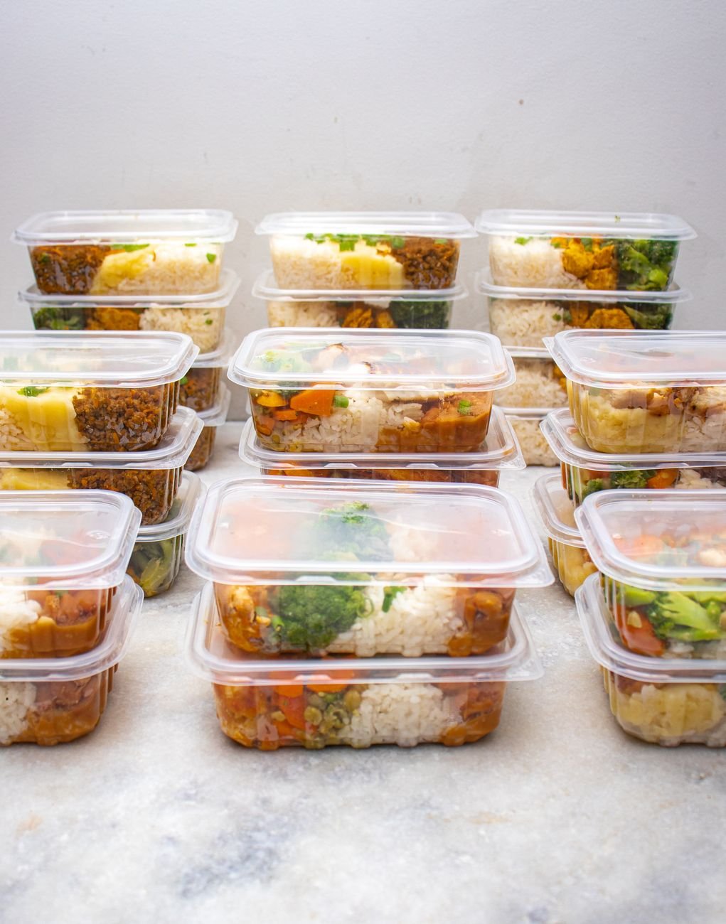 Leftovers in glass meal prep containers
