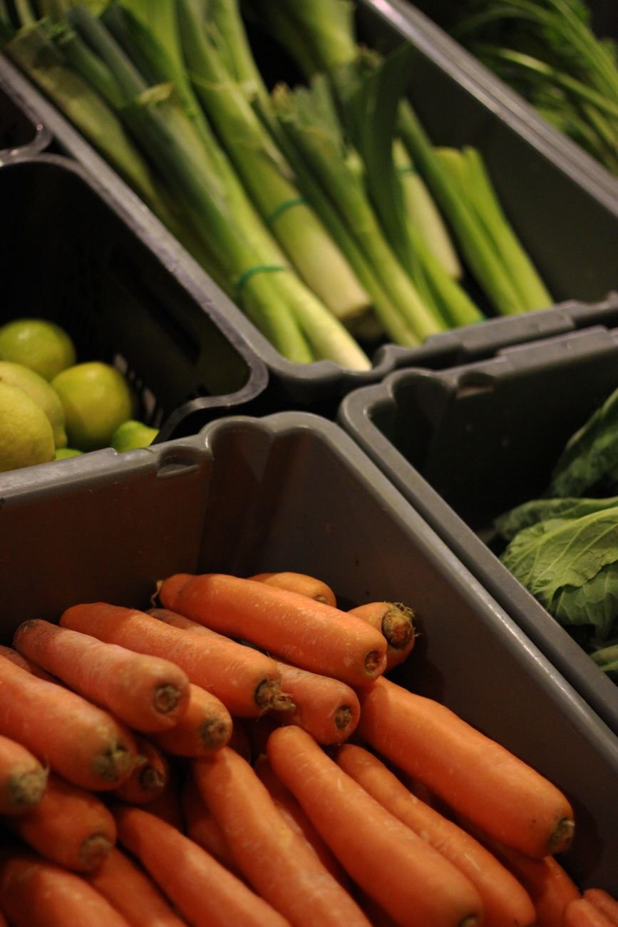 Fresh carrots and greens
