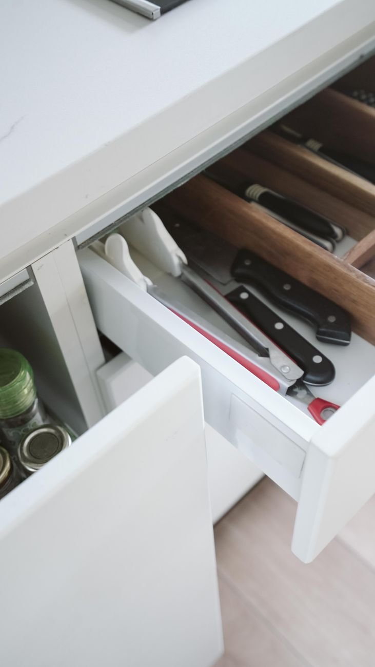 Cutlery sorted into a drawer organizer