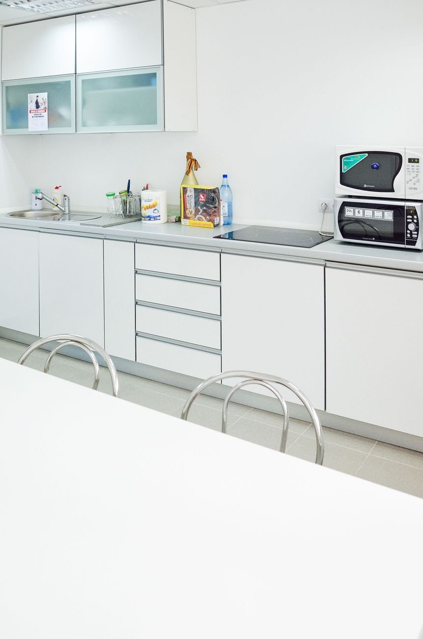 A bright, clean white kitchen