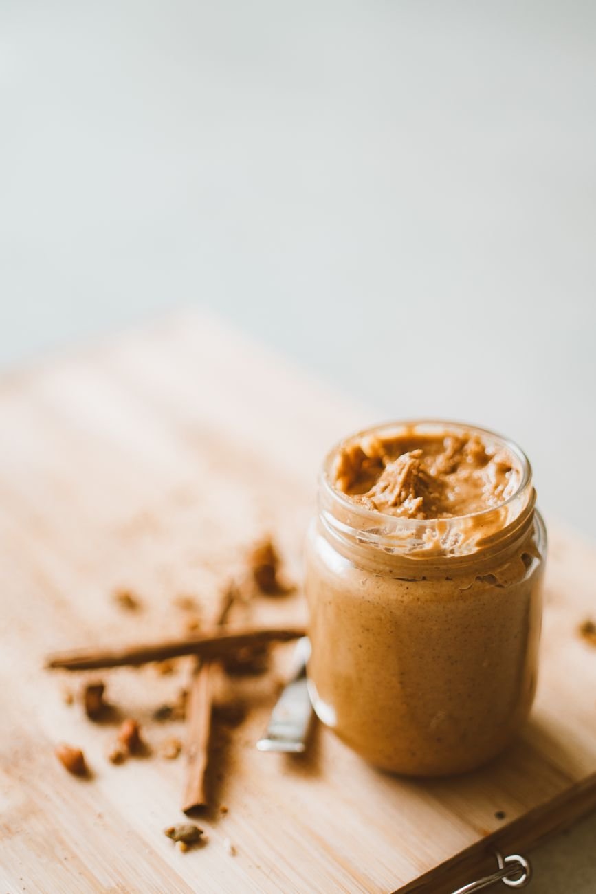 A jar of creamy peanut butter