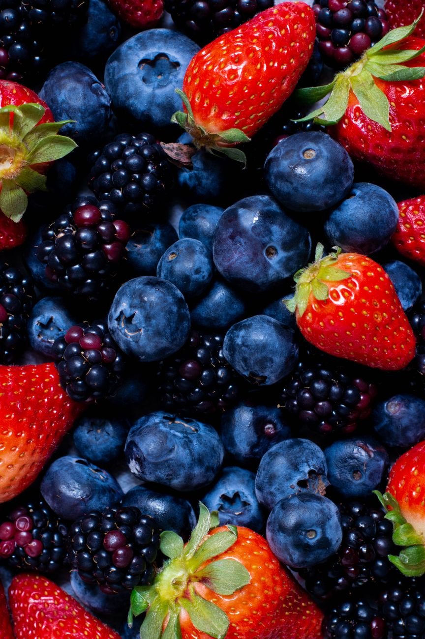 Fresh blueberries and strawberries