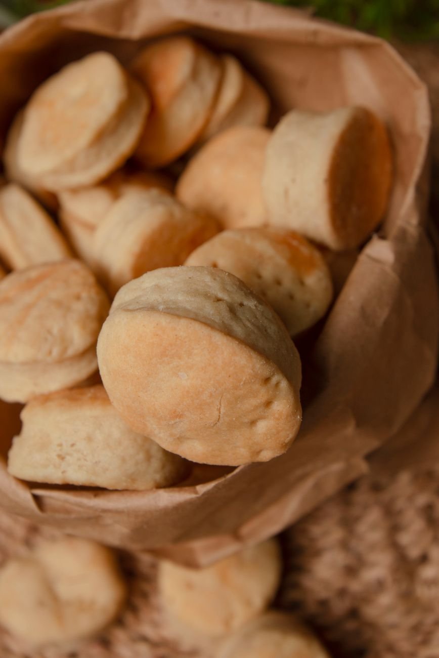 Soft homemade biscuits in a basket