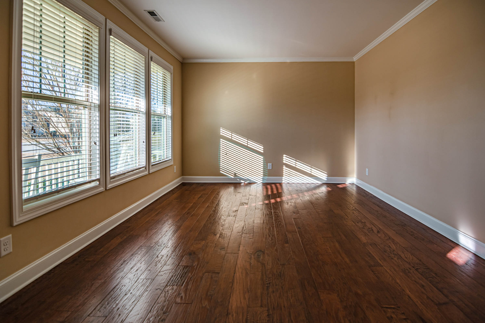 Bright clean living room windows with sunlight coming through
